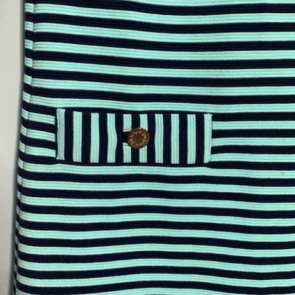 Lilly Pulitzer Charlene Aqua Stripe Ottoman Pocket Dress - Picture 5 of 11